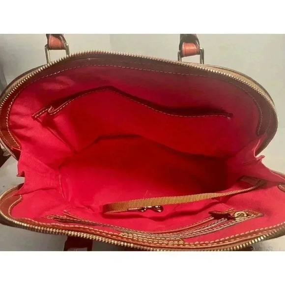 Dooney And Bourke VGC Leather Zip Lined Domed Satchel Handbag Footed See Notes - Picture 6 of 11